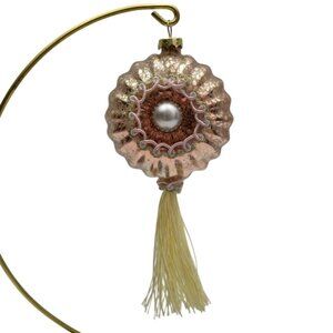 Ashland Victorian Style Mercury Glass Ornament Pearl Lace Tassel Accent